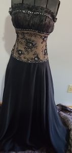 Black strapless Demetrious evening prom dress